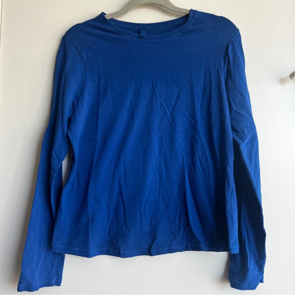 Skims Cotton Jersey Long Sleeve Tee Cobalt - Picture 2 of 4
